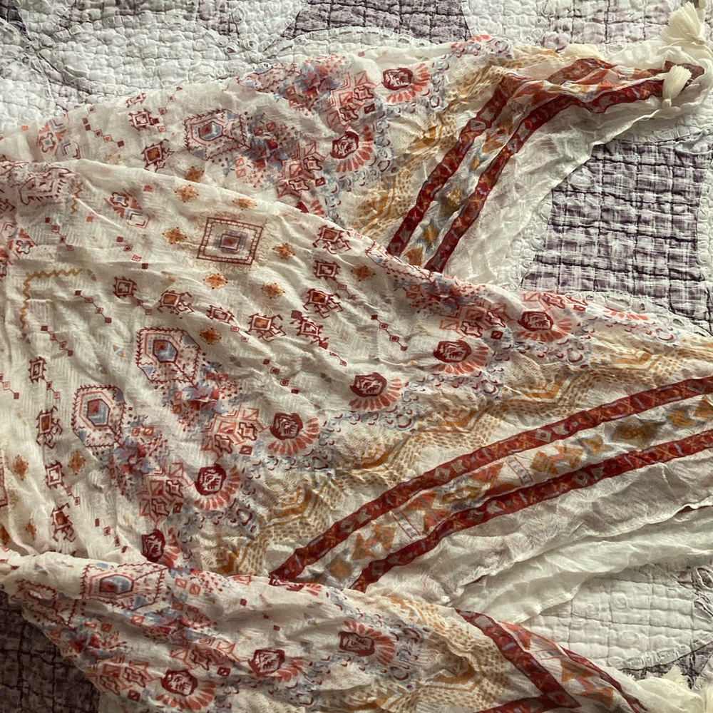 Maurices Geometric Patterned Scarf in Red and Cream